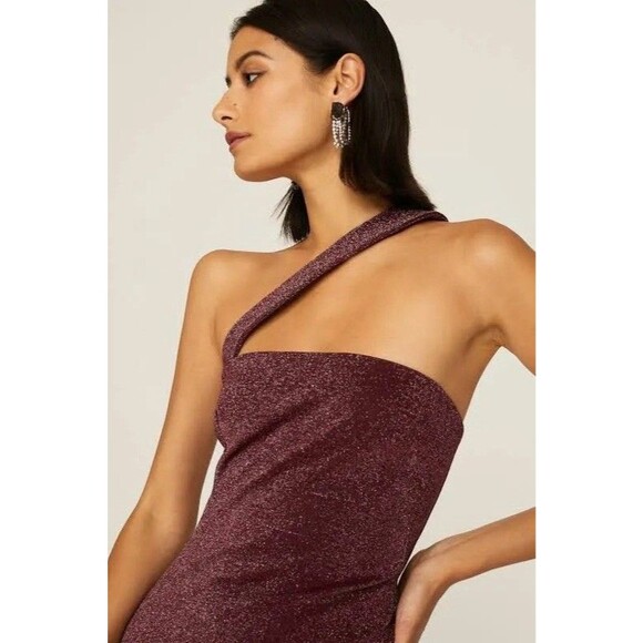 Black Halo Vintea Sheath Dress Plum Merlot Purple Metallic Cocktail Women’s 2 - Picture 5 of 16